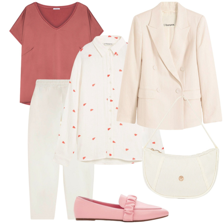 Outfit donna - Delicata. Stile Minimal per Ufficio. Abbinamento con mocassini, camicie, blazer, borse a mano, pantaloni, bluse.