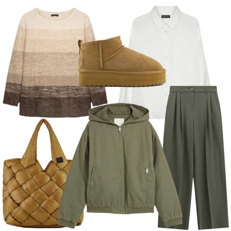 Outfit donna - Il maglione effetto wow. Stile Minimal per Ufficio. Abbinamento con blazer, pantaloni a palazzo, borse tote, camicie, maglieria, stivaletti.