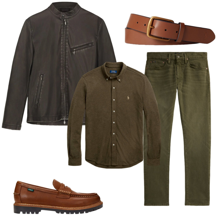 Outfit uomo - Total look #2302433. Stile Urban per Tutti i giorni. Abbinamento con camicie, cinture, scarpe stringate, jeans, giacche.