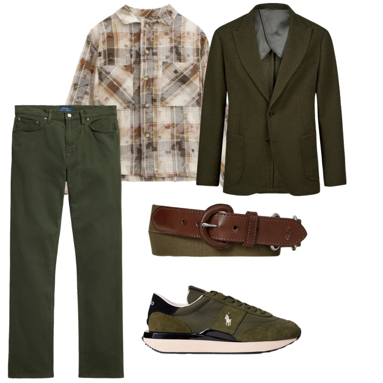 Outfit uomo - Un ufficio. per Ufficio. Abbinamento con camicie, sneakers, cinture, pantaloni, giacche.