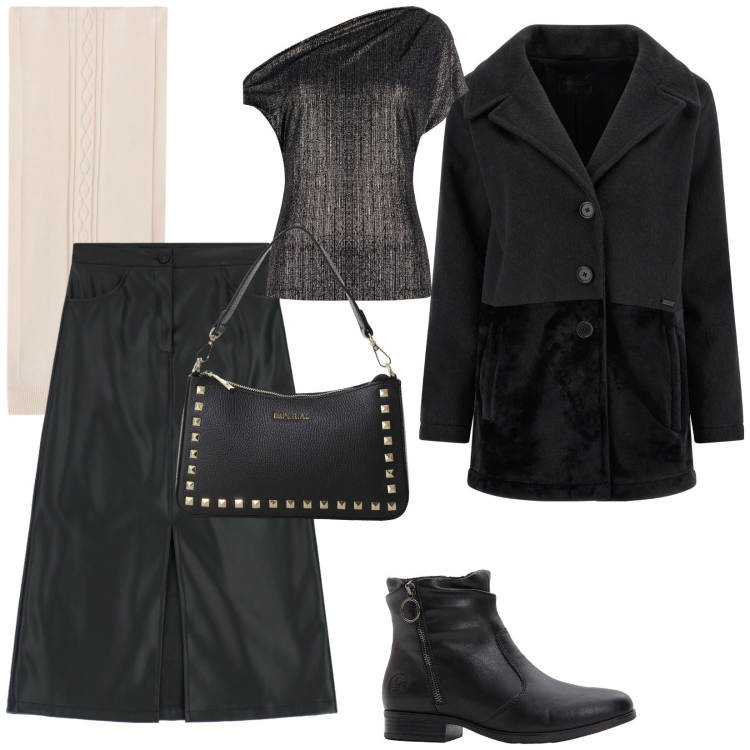 Outfit donna - Rock tutti i giorni. Stile Rock per Tutti i giorni. Abbinamento con stivaletti, bluse, gonne longuette, pochette, cappotti, sciarpe.