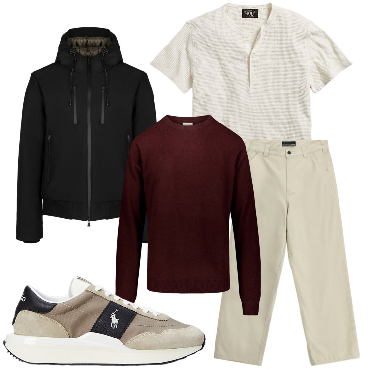Outfit uomo - Total look #2302517. Stile Casual per Tutti i giorni. Abbinamento con pantaloni, t-shirt, sneakers, giacche, maglieria.