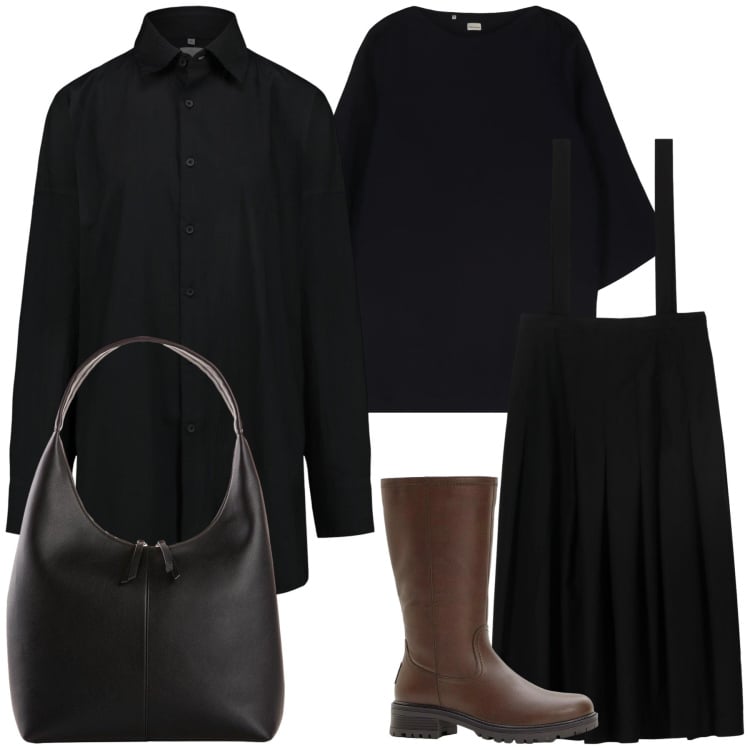 Outfit donna - Doppelganger e accessori Bonprix. Stile Urban per Tutti i giorni. Abbinamento con stivali, shopping bag, camicie, vestiti corti, gonne lunghe.