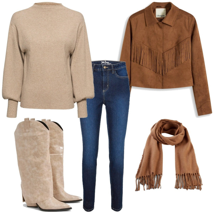 Outfit femme - Boho #2647. Style Boho pour Tous les jours. Assortir avec pulls, pantalon cargo, écharpes, jean skinny, bottines.