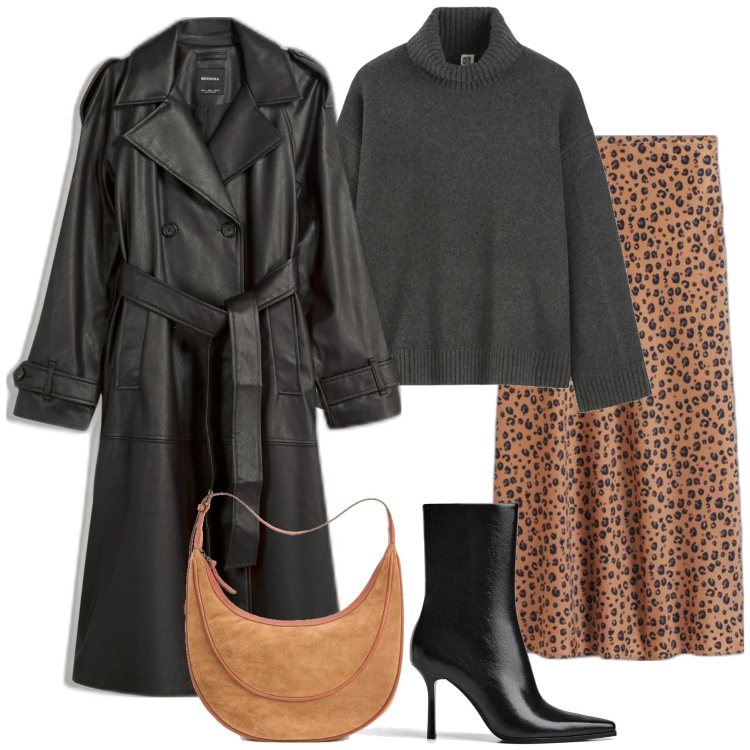 Outfit mujer - Casual chic #20015. Estilo Casual chic para Todos los días. Combinación con prendas de punto, faldas, bolsos de mano, trench, botines.