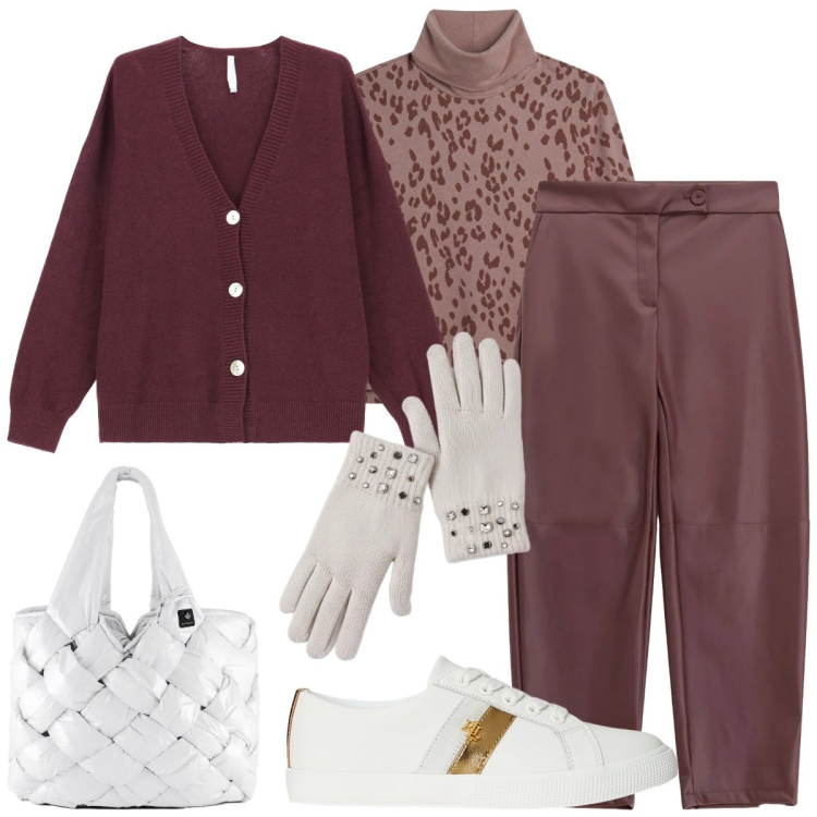 Outfit donna - Minimal mix. Stile Casual chic per Tutti i giorni. Abbinamento con guanti, pantaloni, cardigans, felpe, sneakers, borse tote.