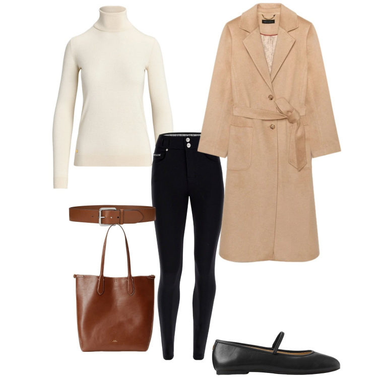 Outfit donna - Clessidra ("X") - 03. Stile Casual chic per Tutti i giorni. Abbinamento con pantaloni skinny, maglieria, cinture, borse tote, ballerine, cappotti.