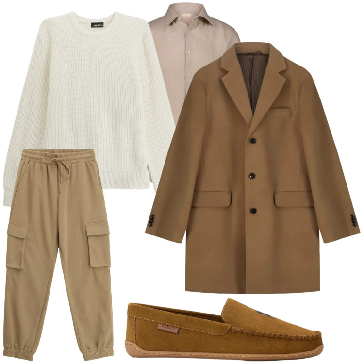 Outfit uomo - Cena di dicembre. Stile Urban per Serata speciale. Abbinamento con maglieria, pantaloni cargo, scarpe stringate, camicie, cappotti.