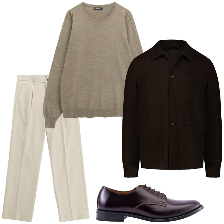 Outfit uomo - Total look #2302622. Stile Business/Elegante per Tutti i giorni. Abbinamento con pantaloni, maglieria, scarpe stringate, cappotti.