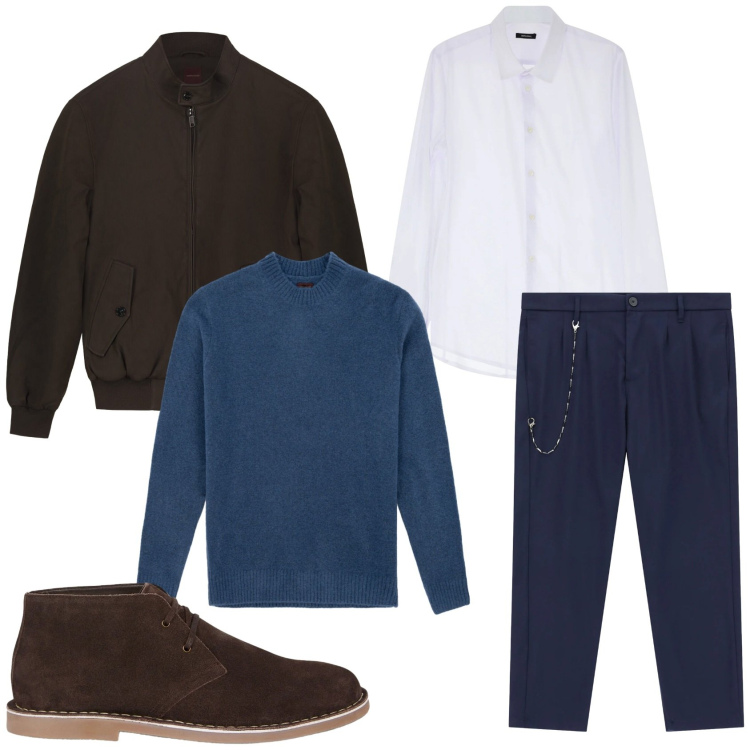 Outfit uomo - Casual stile maschile. Stile Casual per Tutti i giorni. Abbinamento con pantaloni, camicie, stivali e stivaletti, bomber, maglieria.