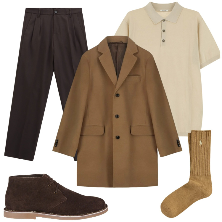 Outfit uomo - Blasco. Stile Trendy per Serata speciale. Abbinamento con polo, pantaloni, calzini, stivali e stivaletti, cappotti.