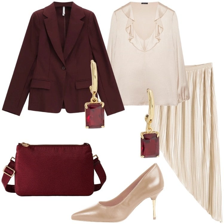 Outfit donna - Magiche Asimmetrie - @lady_lo. Stile Chic per Cerimonia. Abbinamento con gonne, décolleté, blazer, borse a tracolla, orecchini, bluse.