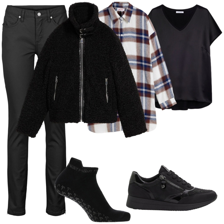 Outfit donna - Camicia a Quadri. Stile Casual per Tutti i giorni. Abbinamento con jeans skinny, camicie, ecopellicce, sneakers, calzini, bluse.