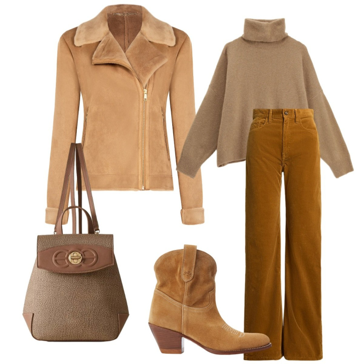 Outfit donna - Total look #2303049. Stile Basic per Tutti i giorni. Abbinamento con giacche, maglieria, zaini, pantaloni, stivaletti.