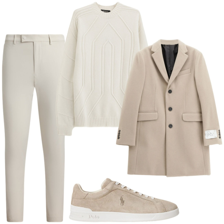 Outfit uomo - Tono su tono. Stile Business/Elegante per Tutti i giorni. Abbinamento con cappotti, pullovers, pantaloni, sneakers.