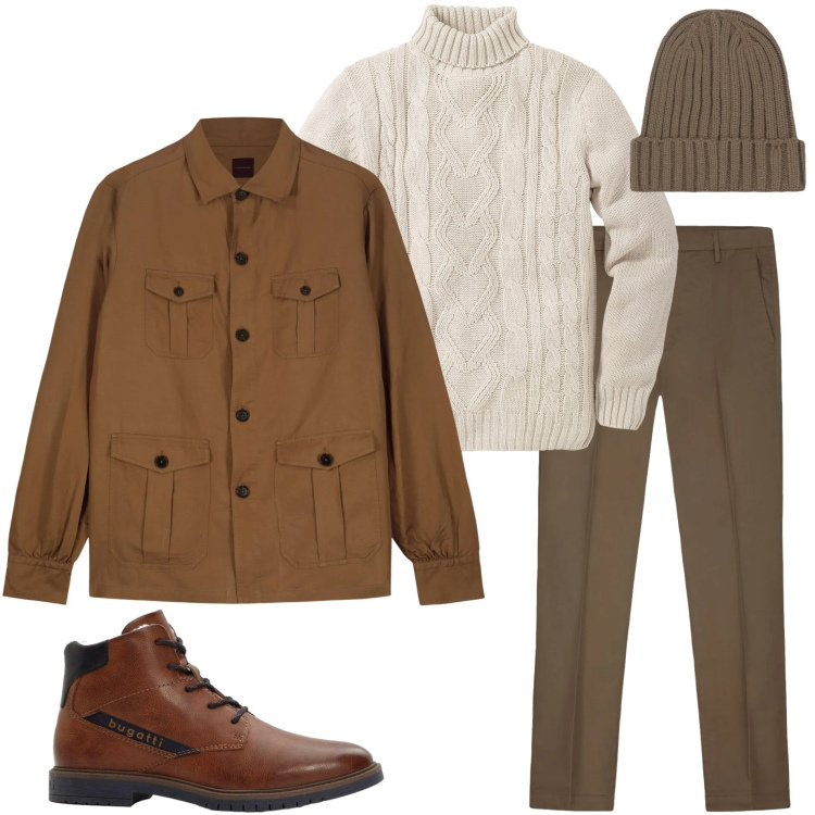 Outfit uomo - Urban invernale. Stile Urban per Tutti i giorni. Abbinamento con maglieria, anfibi, cappotti, berretti, pantaloni.