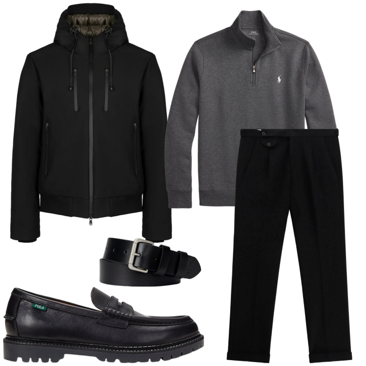 Outfit uomo - Total look #2303074. Stile Casual per Tutti i giorni. Abbinamento con pantaloni, cinture, scarpe stringate, pullovers, giacche.