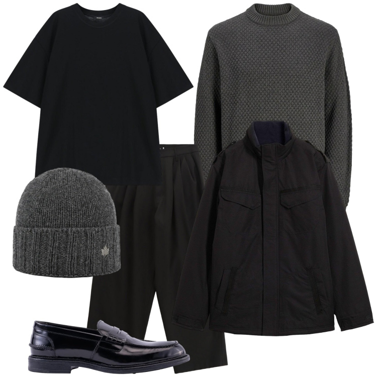 Outfit uomo - Stasera. Stile Trendy per Serata speciale. Abbinamento con giacche, maglieria, pantaloni, t-shirt, cappelli, scarpe stringate.