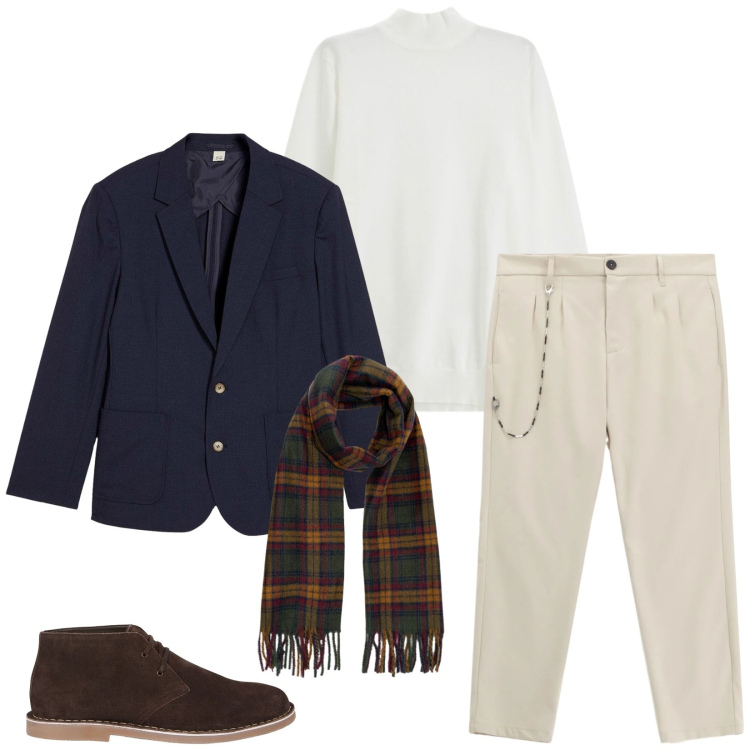 Outfit uomo - Total look #2303177. Stile Casual per Tutti i giorni. Abbinamento con giacche, pantaloni, maglieria, stivali e stivaletti, sciarpe.