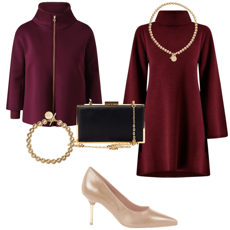 Outfit donna - Chic per le feste. Stile Chic per Tutti i giorni. Abbinamento con vestiti corti, pochette, décolleté, cappe, collane, braccialetti.