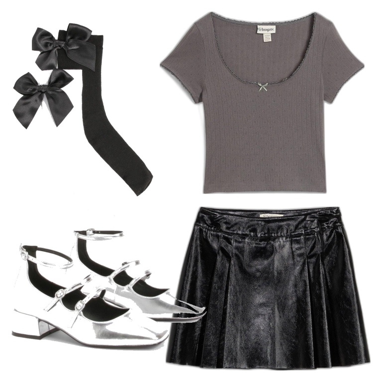 Outfit femme - Décembre. Style Chic pour Soirée dehors. Assortir avec minijupes, robes longues, socquettes, escarpins.