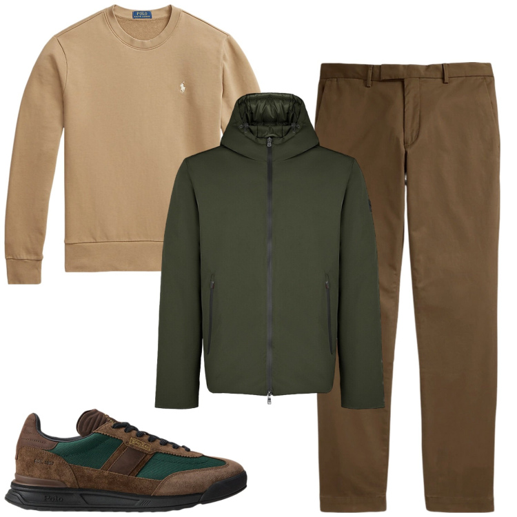 Outfit uomo - Total look #2303357. Stile Urban per Tutti i giorni. Abbinamento con felpe, pantaloni, sneakers, parka.