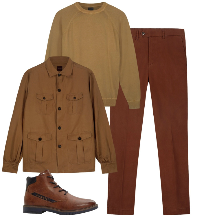 Outfit uomo - Total look #2303366. Stile Urban per Tutti i giorni. Abbinamento con anfibi, maglieria, cappotti, pantaloni chino.