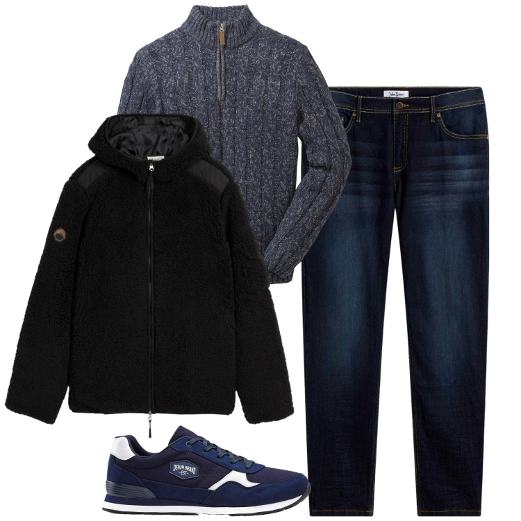 Outfit uomo - Total look #2303367. Stile Casual per Tutti i giorni. Abbinamento con maglieria, jeans slim fit, sneakers, giacche.