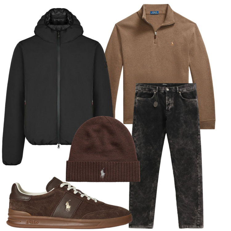 Outfit uomo - Total look #2303379. Stile Casual per Tutti i giorni. Abbinamento con pantaloni, pullovers, sneakers, berretti, giacche.