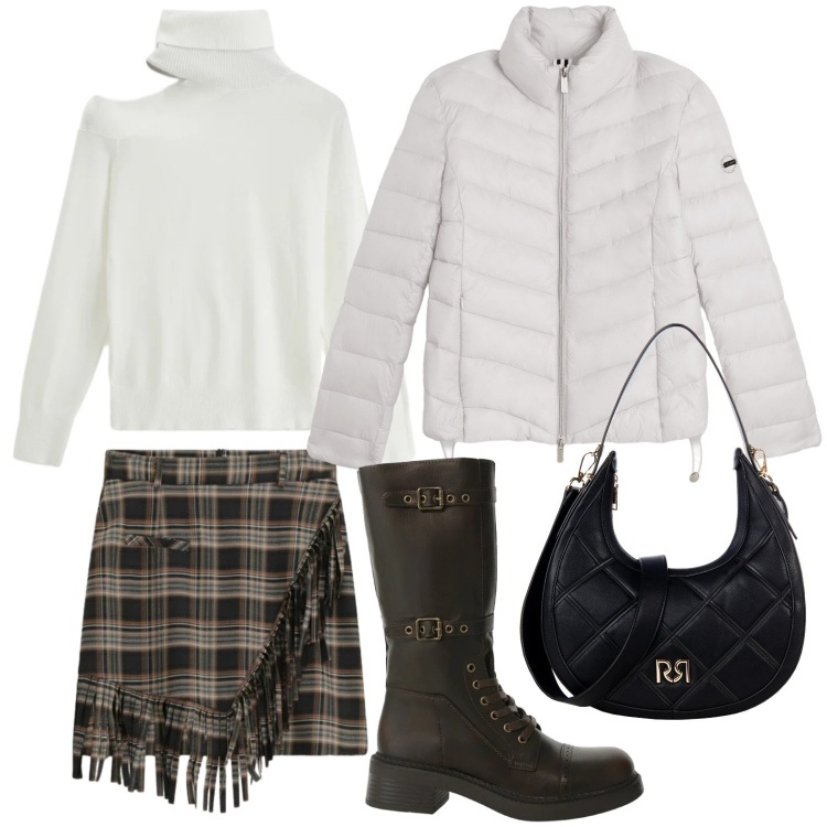 Outfit donna - Il ritorno delle frange. Stile Urban per Tutti i giorni. Abbinamento con borse a tracolla, stivali, minigonne, maglieria, piumini.