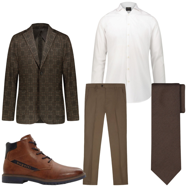 Outfit uomo - Cena degli auguri. Stile Business/Elegante per Serata speciale. Abbinamento con anfibi, camicie, giacche, cravatte, pantaloni.