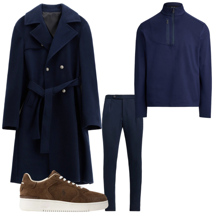 Outfit uomo - Cappotto sport. Stile Business/Elegante per Serata speciale. Abbinamento con cappotti, sneakers, pullovers, pantaloni.