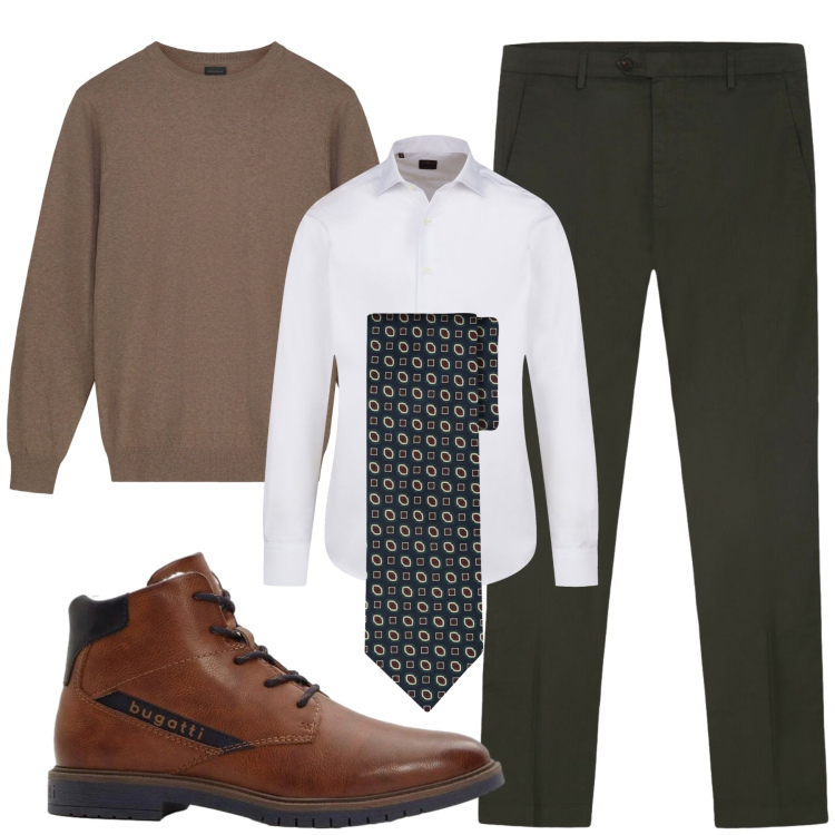 Outfit uomo - Total look #2303421. Stile Business/Elegante per Ufficio. Abbinamento con anfibi, pantaloni, camicie, maglieria, cravatte.