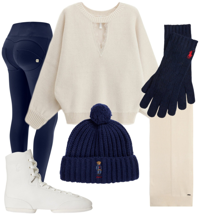 Outfit donna - Calda con stile. Stile Casual chic per Tutti i giorni. Abbinamento con maglieria, pantaloni skinny, sciarpe, guanti, stivaletti, berretti.