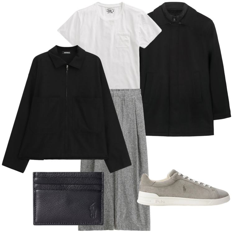 Outfit uomo - A cena con amici. Stile Trendy per Serata speciale. Abbinamento con pantaloni, camicie, t-shirt, portafogli, sneakers, cappotti.