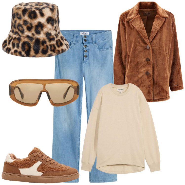 Outfit donna - Xmas shopping. Stile Casual chic per Tutti i giorni. Abbinamento con jeans dritti, felpe, sneakers, occhiali da sole, cappotti, cappelli.