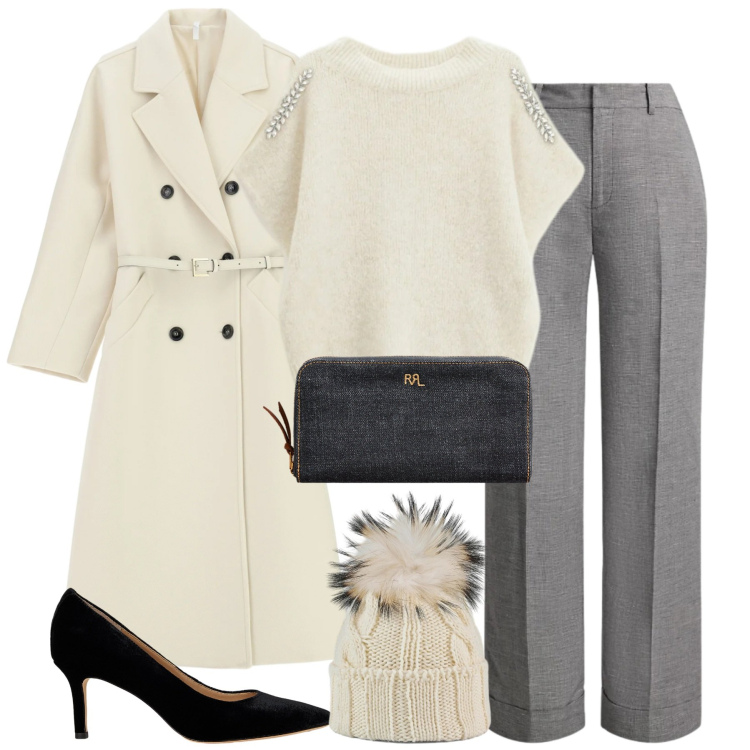 Outfit donna - Il berretto da regalare. Stile Chic per Tutti i giorni. Abbinamento con cappotti, maglieria, décolleté, portafogli, pantaloni, berretti.