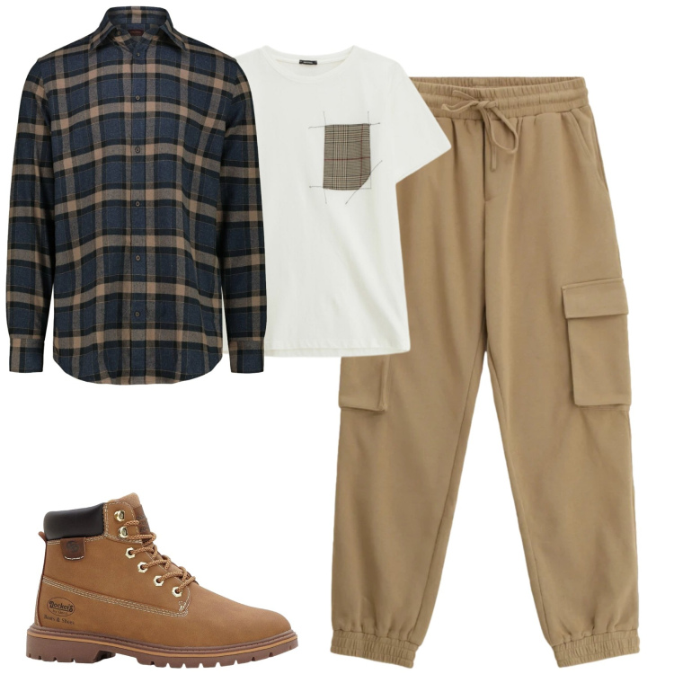 Outfit uomo - I cargo Imperial. Stile Casual per Tutti i giorni. Abbinamento con stivali e stivaletti, pantaloni cargo, t-shirt, camicie.