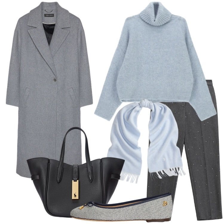 Outfit donna - Maglione morbido cuore caldo Curvy style. Stile Bon Ton per Ufficio. Abbinamento con pantaloni, maglieria, borse tote, sciarpe, ballerine, cappotti.