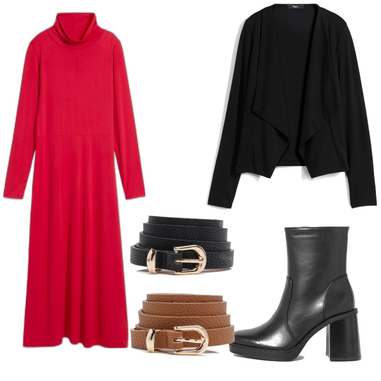 Outfit femme - Ceinture noire. Style Basique pour Soirée dehors. Assortir avec blazers, robes, ceintures, bottes.