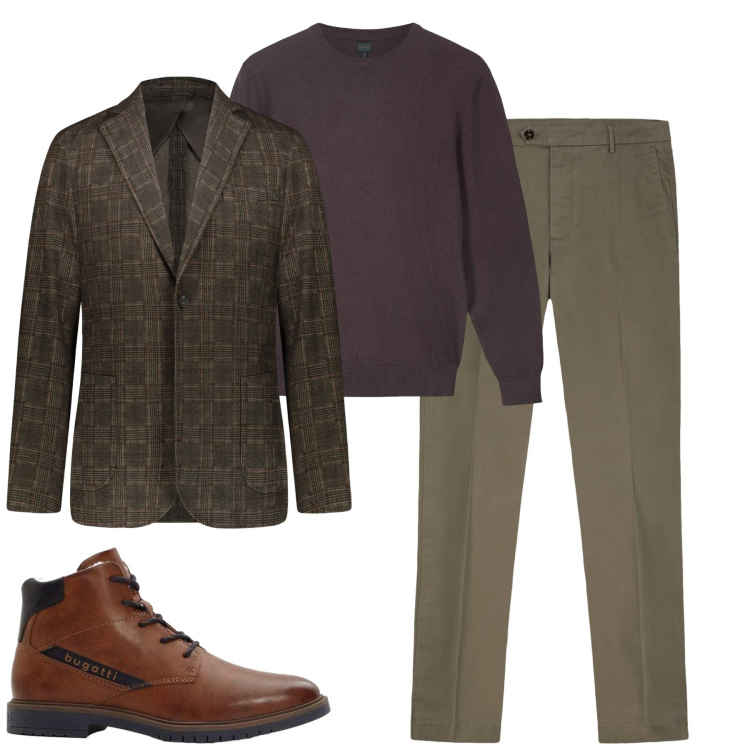 Outfit uomo - Total look #2303926. Stile Urban per Tutti i giorni. Abbinamento con anfibi, giacche, pantaloni chino, maglieria.