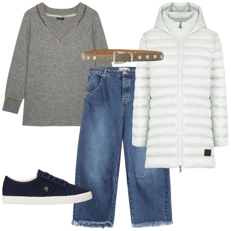 Outfit donna - Total look #2303953. Stile Basic per Tutti i giorni. Abbinamento con jeans, cinture, sneakers, piumini, maglieria.