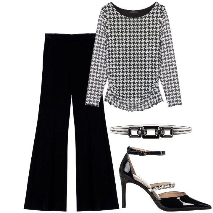 Outfit donna - Una blusa per le feste. Stile Bon Ton per Tutti i giorni. Abbinamento con décolleté, cinture, pantaloni, bluse.