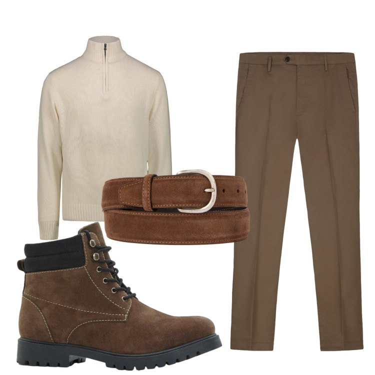 Outfit uomo - Total look #2304002. Stile Casual per Tutti i giorni. Abbinamento con stivali e stivaletti, maglieria, cinture, pantaloni.