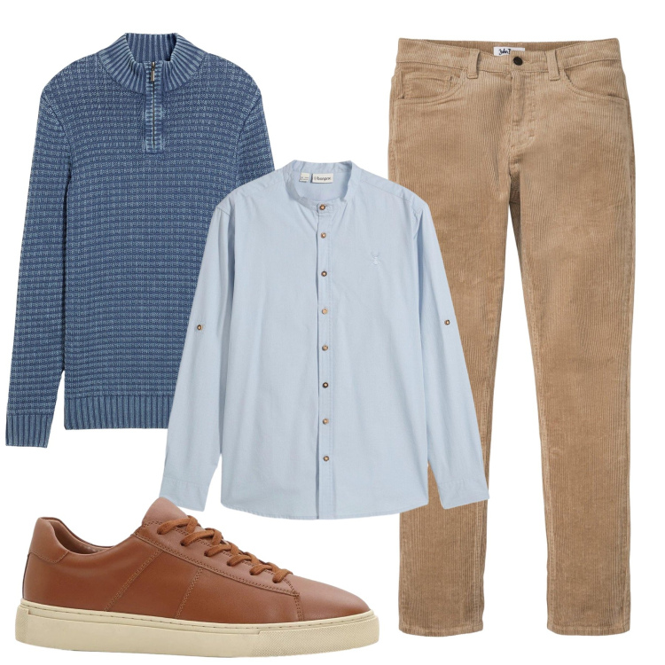 Outfit uomo - Total look #2304007. Stile Casual per Tutti i giorni. Abbinamento con pantaloni, camicie, sneakers, maglieria.