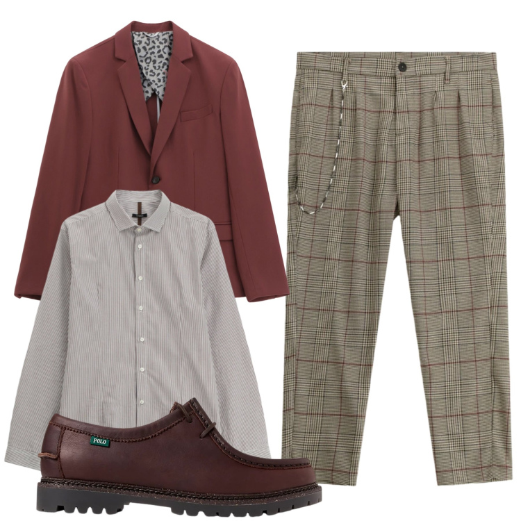 Outfit uomo - Total look #2304015. Stile Trendy per Tutti i giorni. Abbinamento con giacche, pantaloni, camicie, scarpe stringate.