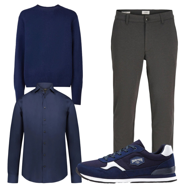 Outfit uomo - Total look #2304017. Stile Casual per Tutti i giorni. Abbinamento con sneakers, pantaloni chino, camicie, pullovers.