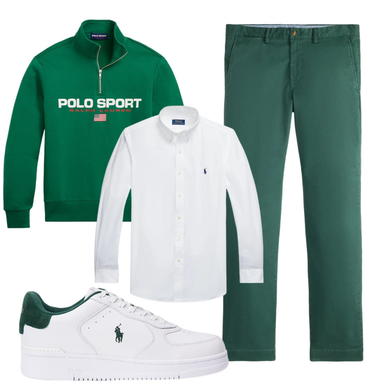 Outfit uomo - Total look #2304021. Stile Casual per Tutti i giorni. Abbinamento con felpe, camicie, sneakers, pantaloni chino.