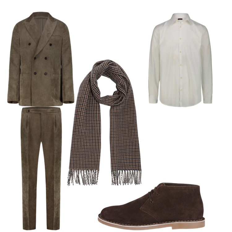 Outfit uomo - Total look #2304027. Stile Business/Elegante per Serata speciale. Abbinamento con stivali e stivaletti, sciarpe, camicie, abiti.