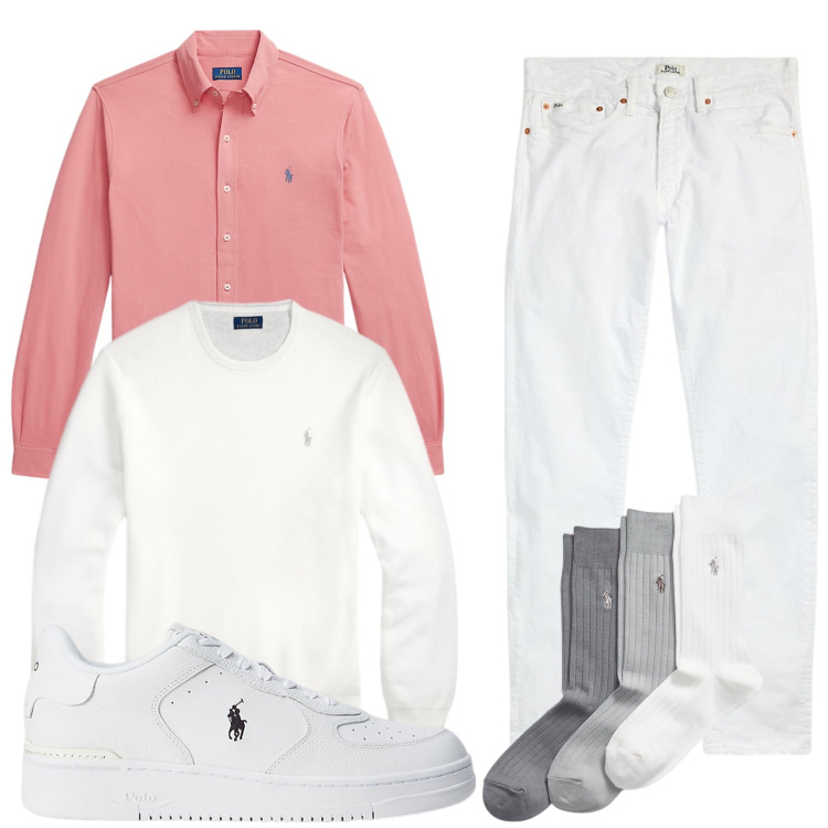 Outfit uomo - Total look #2304031. Stile Casual per Tutti i giorni. Abbinamento con sneakers, jeans, camicie, calzini, maglieria.